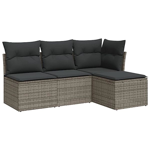 vidaXL 4-Tlg Garten-Sofagarnitur mit Kissen Braun Poly Rattan 3217503 günstig online kaufen