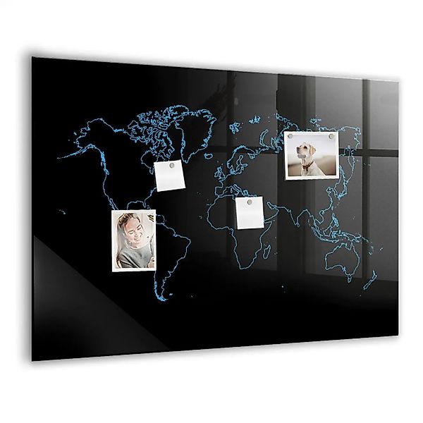 Tulup Magnettafel Aus Glas Konturen Der Weltkarte 100x70 cm Whiteboard Magn günstig online kaufen