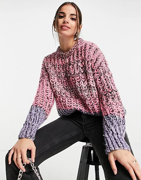 ASOS DESIGN – Oversize-Pullover im Farbblockdesign-Rosa günstig online kaufen