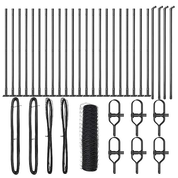 vidaXL Zaunpfosten Grau 50 x 0,5 m 36 mm Netz Stahl und PVC 3353683 günstig online kaufen