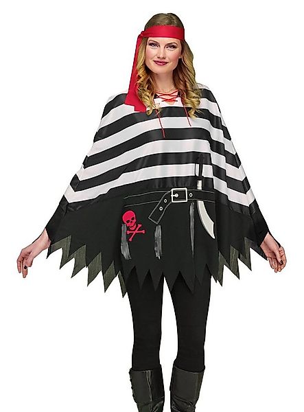 Fun World Piraten-Kostüm Piratin Poncho - Fasching Halloween Umhang Kostüm, günstig online kaufen