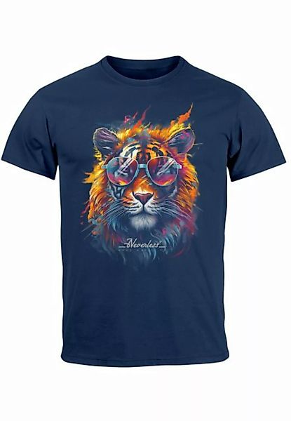Neverless Print-Shirt Herren T-Shirt Tiger Print Aufdruck Flammen Sommer So günstig online kaufen