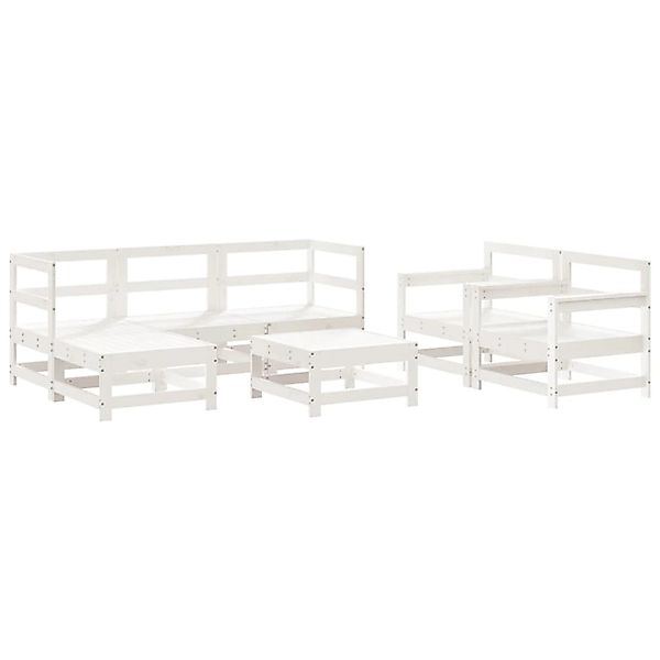 vidaXL 7-Tlg Garten-Lounge-Set Weiß Massivholz Kiefer 3186243 günstig online kaufen