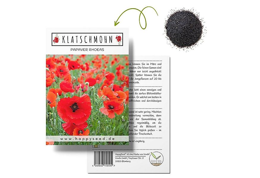 HappySeed Blumensamen Klatschmohn Samen - Papaver rhoeas (Rot), Klatschmohn günstig online kaufen