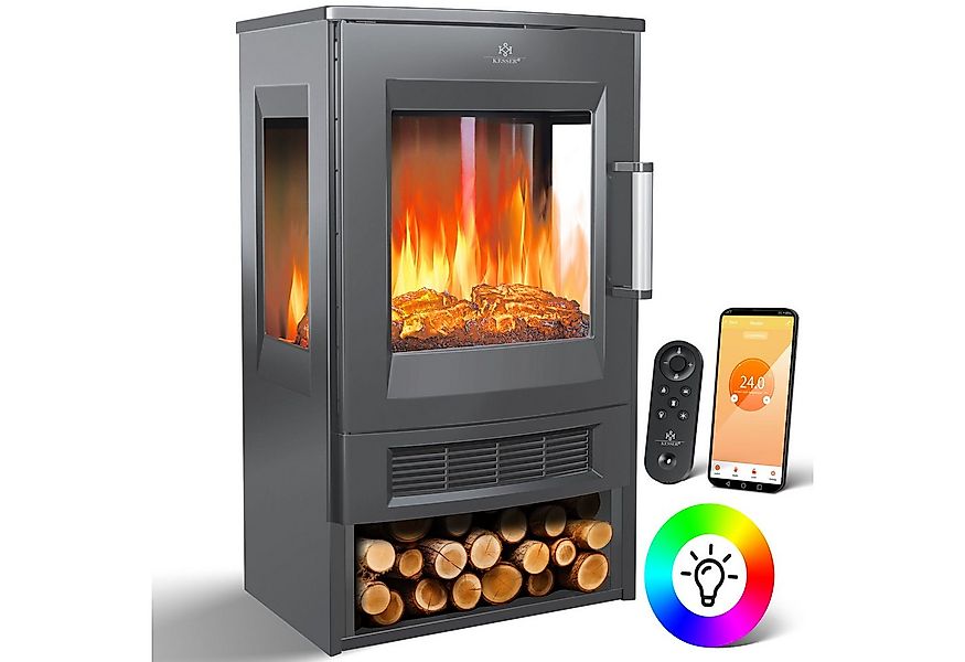KESSER Elektrokamin, mit Heizung Panorama-Sichtfenster Heizlüfter 9 LED-Fla günstig online kaufen