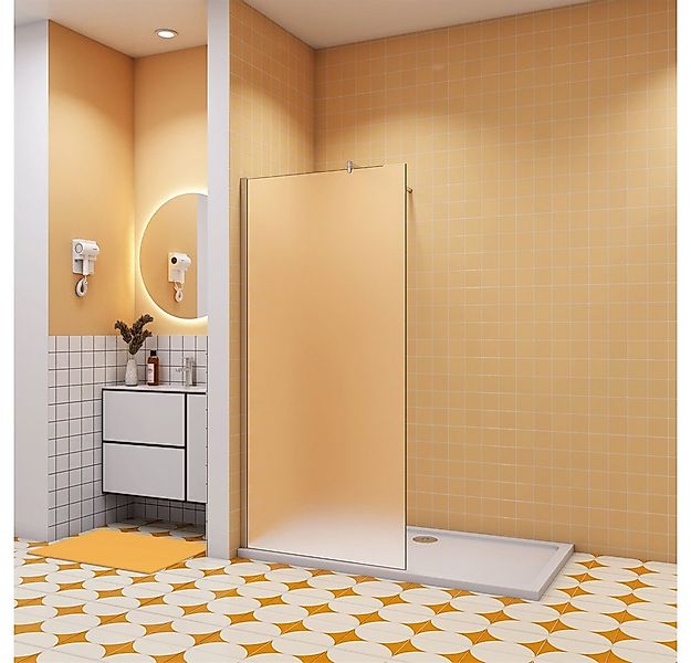 Duschparadies Duschwand 10mm Milchglas Glaswand Walkin mit Stabilstange Dus günstig online kaufen
