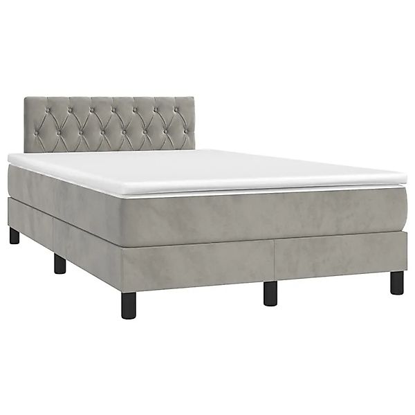 vidaXL Boxspringbett mit Matratze & LED Hellgrau 120x200 cm Samt 3134573 günstig online kaufen