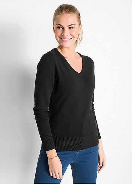 bonprix Strickpullover schmal geschnitten und mit V-Ausschnitt günstig online kaufen