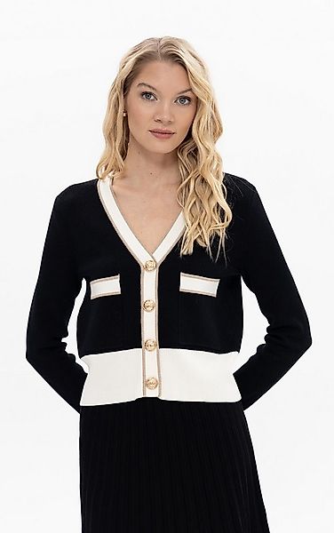 Passioni Cardigan Cropped mit Kontrast-Details günstig online kaufen