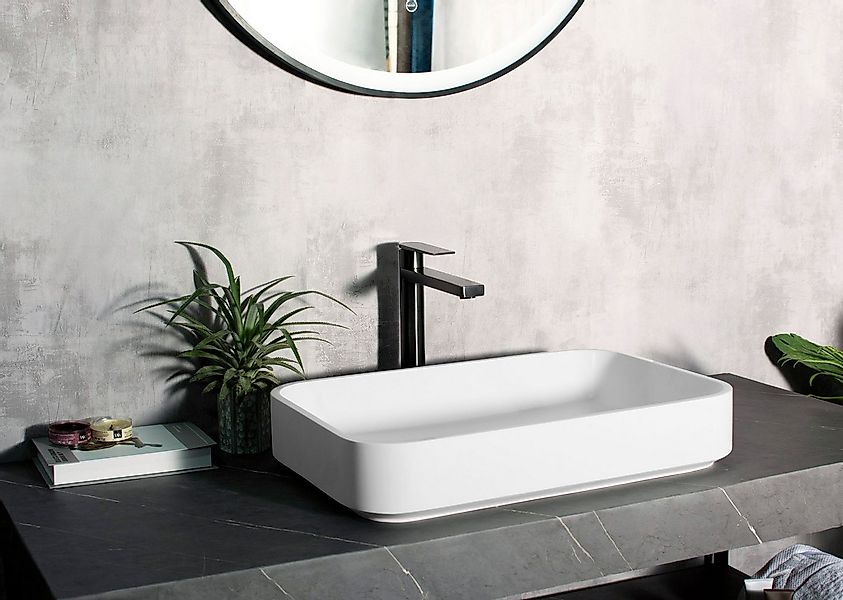 Bernstein Waschbecken NT38, aus Mineralguss - 60 x 40 x 11 cm - Weiß matt günstig online kaufen