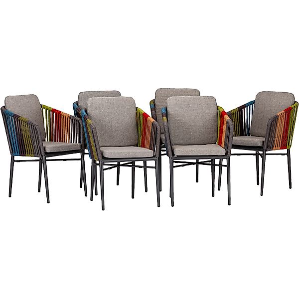 Acamp Set 6x Armsessel Manhattan Anthrazit-Multicolor günstig online kaufen