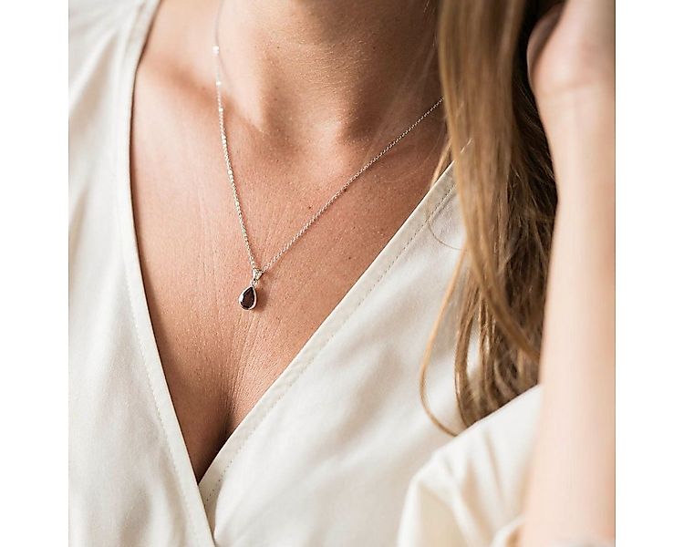 Materia Kettenanhänger Tropfen Granat Edelstein Rot KA-274, 925 Sterling Si günstig online kaufen
