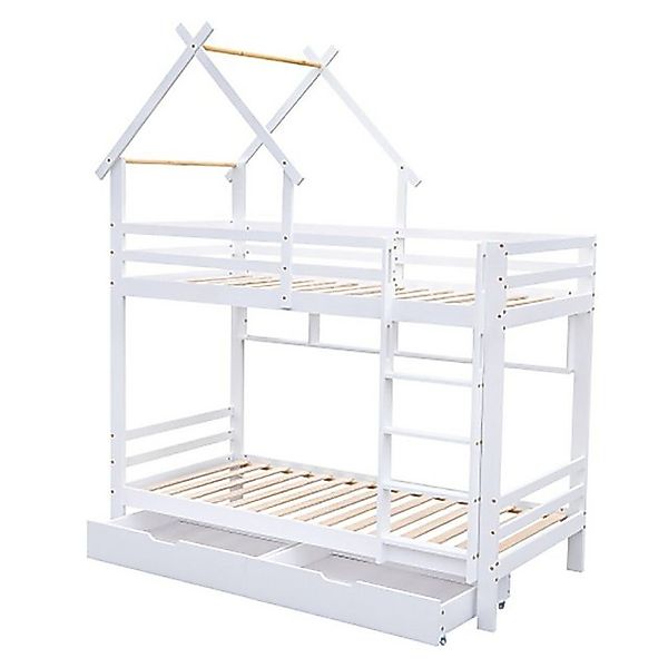 Sweiko Etagenbett, Hausbett mit Schubladen und Regalen, 90*200cm günstig online kaufen