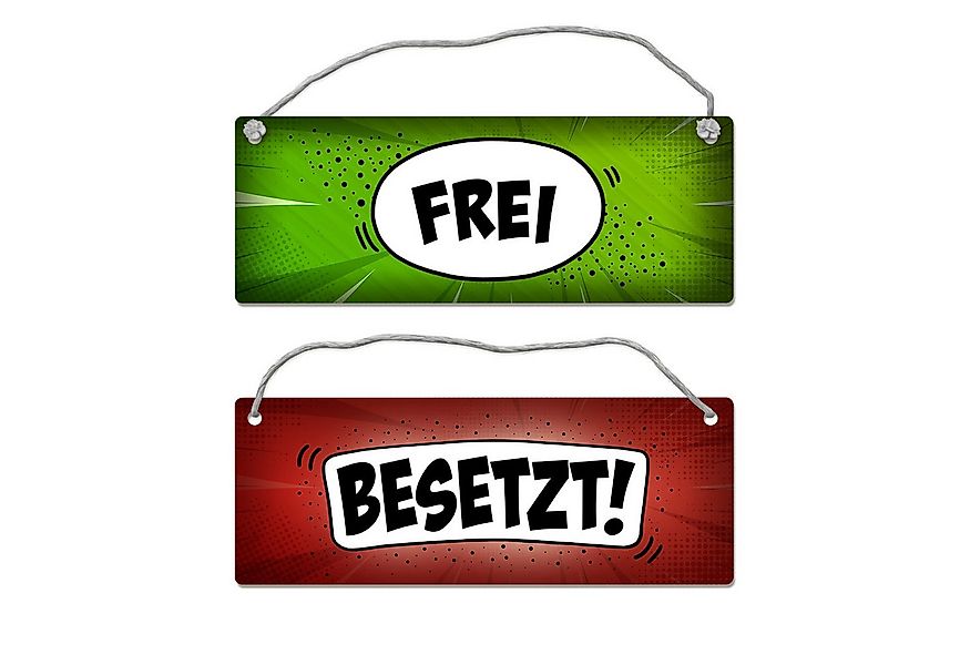 speecheese Metallschild Besetzt oder Frei Wendeschild mit Kordel im Comic S günstig online kaufen
