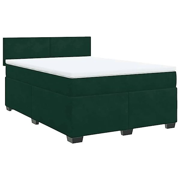 vidaXL Boxspringbett mit Matratze Dunkelgrün 140x200 cm Samt 3286327 günstig online kaufen