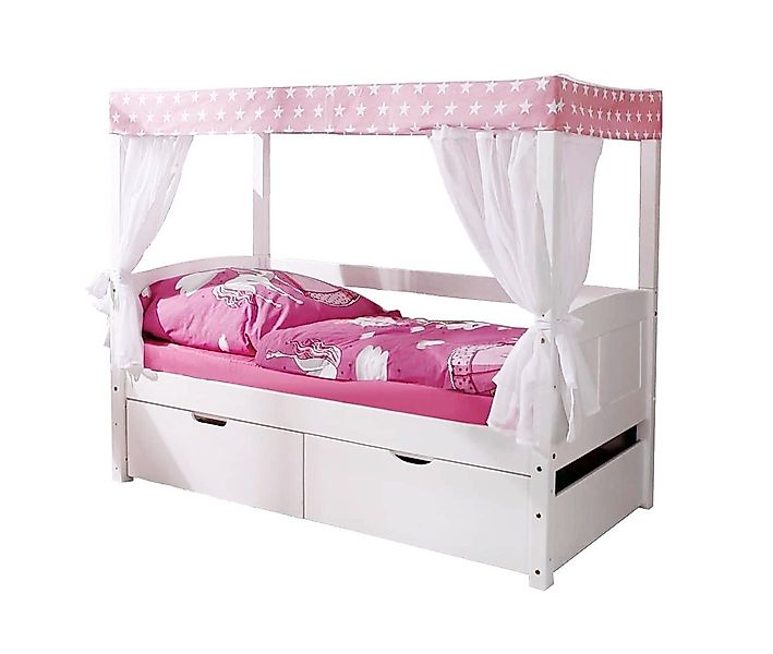 Ticaa Himmelbett Himmelbett Mini mit Bettkasten "Stern Rosa" Kiefer, Oberer günstig online kaufen