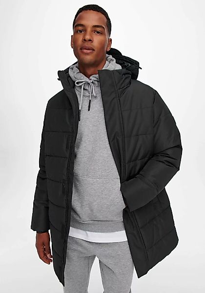 ONLY & SONS Steppjacke "ONSCARL LIFE LONG QUILTED COAT NOOS OTW", mit Kapuz günstig online kaufen