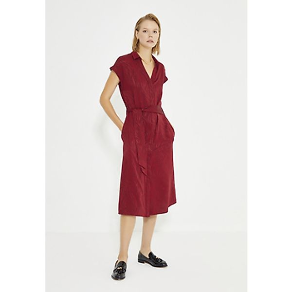 Just Like You  Kurze Kleider Burgunderrotes Jacquard-Hemdkleid mit Tailleng günstig online kaufen
