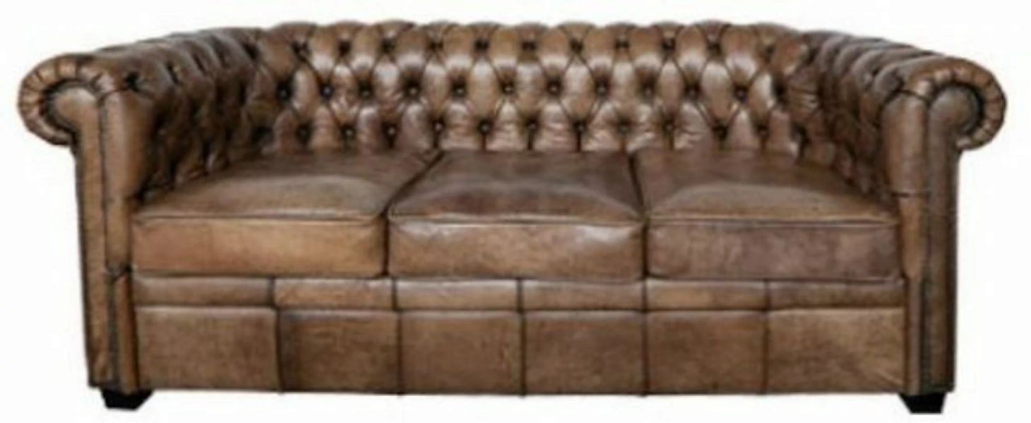 Casa Padrino Chesterfield-Sofa Luxus Chesterfield Büffelleder Sofa Vintage günstig online kaufen