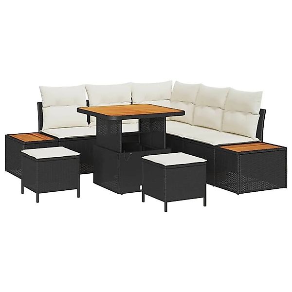 vidaXL Gartensofa-Set mit Kissen 8 Stk Schwarz Poly Rattan 3364860 günstig online kaufen