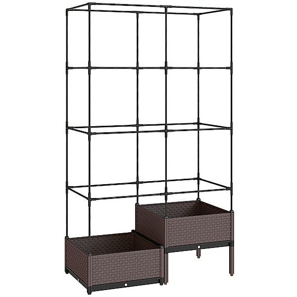 Outsunny Hochbeet Pflanzkasten mit Rankgitter, zwei Boxen, Pflanzkübel aus günstig online kaufen