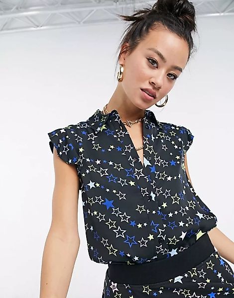 Love Moschino – Schwarze Bluse mit Sternenmuster günstig online kaufen