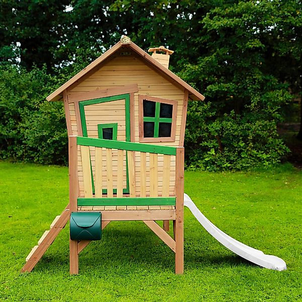 Axi Spielhaus Robin Braun/Grün mit Rutsche Weiß 264 cm x 177 cm x 203 cm FS günstig online kaufen