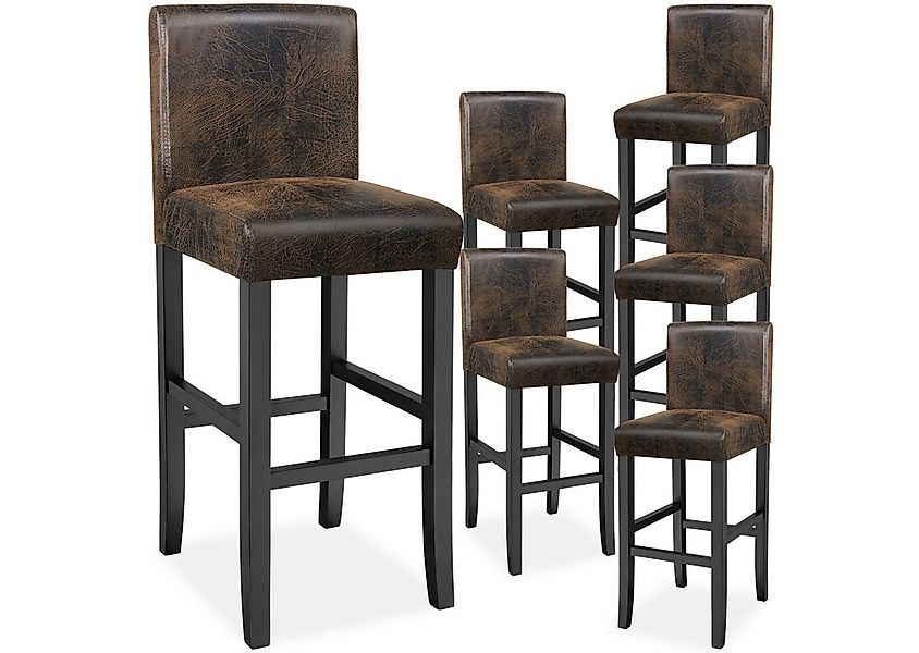 tectake Barhocker Barstuhl aus Kunstleder, gepolstert mit Rückenlehne, Stuh günstig online kaufen