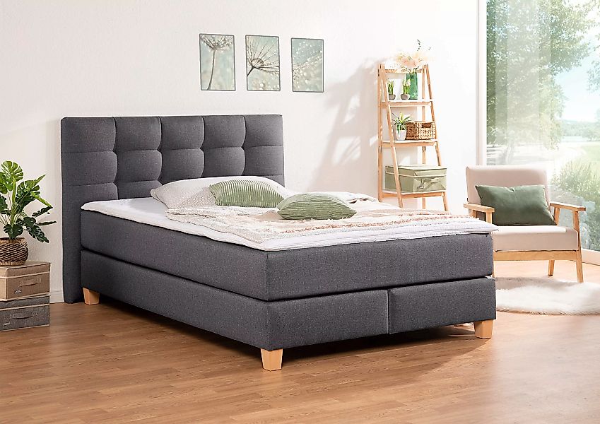 Home affaire Boxspringbett "Moulay", inkl. Topper, in Überlänge 220 cm, 3 H günstig online kaufen