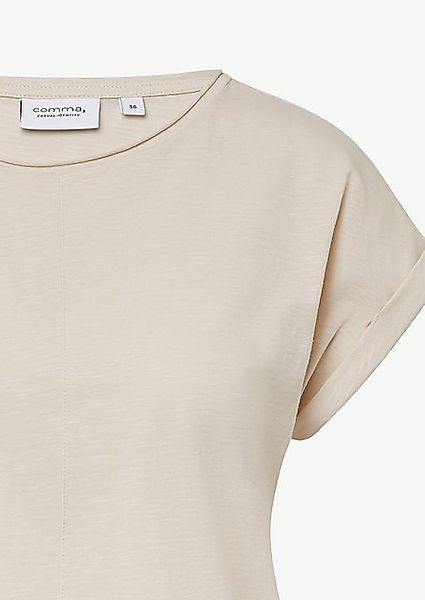 comma casual identity Kurzarmshirt T-Shirt aus Baumwolle mit fixiertem Ärme günstig online kaufen