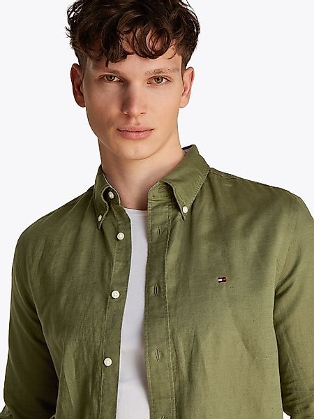 Tommy Hilfiger Langarmhemd "LINEN BLEND SOLID RF SHIRT" mit Button-down-Kra günstig online kaufen