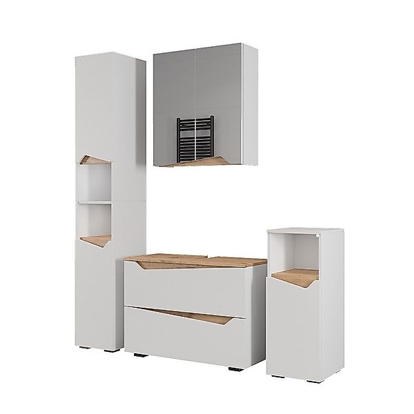 Vicco Badmöbel-Set Marelle, Weiß/Artisan, 4 Teile, günstig online kaufen