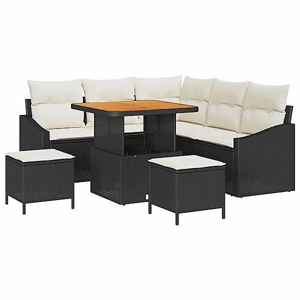 vidaXL 8-Teiliges Garten-Sofa-Set mit Kissen in Schwarz aus Poly Rattan und günstig online kaufen