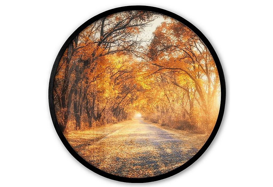 MuchoWow Poster Rund - Wald - Herbst - Bäume - Waldweg - Natur, (1 St), Run günstig online kaufen