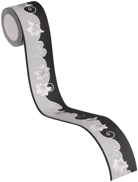 Bricoflor Ornament Bordüre in Schwarz und Silber Neobarock Tapetenbordüre m günstig online kaufen