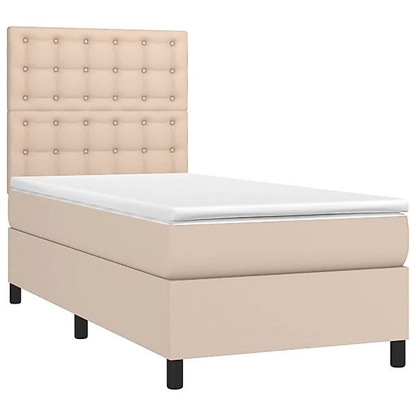 vidaXL Bett Boxspringbett Matratze Cappuccino-Braun 100x200cm Kunstleder günstig online kaufen