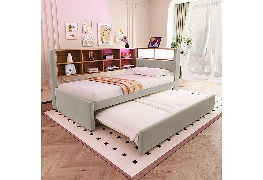 Merax Daybett 90x200cm mit Ausziehbett 90x190cm, Polsterbett Schlafsofa Tag günstig online kaufen