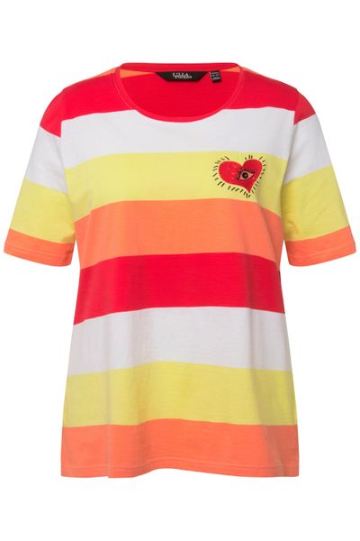 Ulla Popken T-Shirt T-Shirt Ringel Herz-Stickerei günstig online kaufen