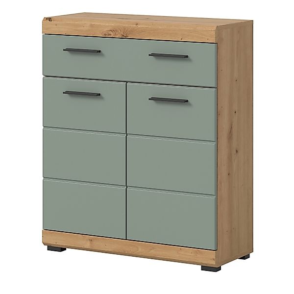 Inn.Furn Badezimmer Kommode in Grün und Eiche 74 x 88 cm Shawn günstig online kaufen