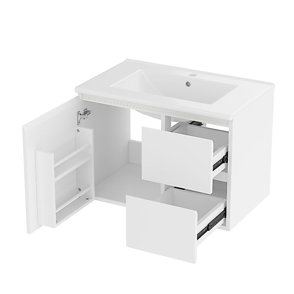 Wandhängender Badezimmerschrank mit LED-Radarsensor-Beleuchtung, zwei Schub günstig online kaufen