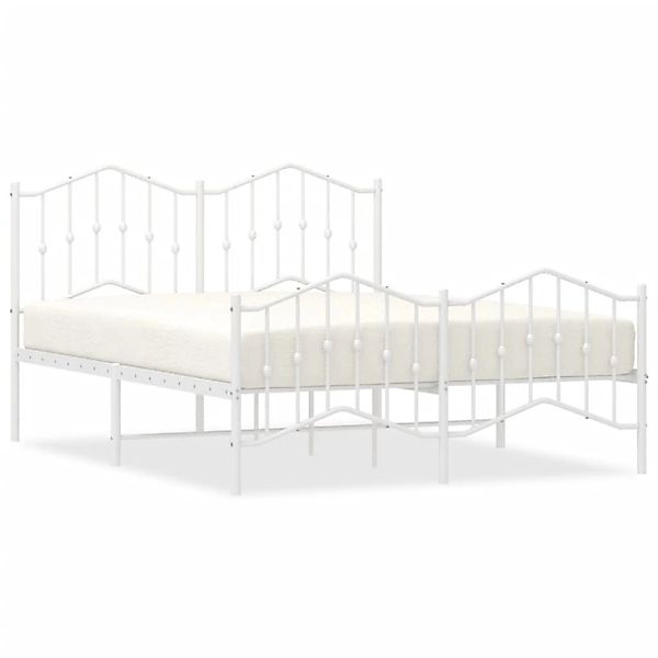 vidaXL Bettgestell mit Kopf- und Fußteil Metall Weiß 135x190 cm Modell 4192 günstig online kaufen