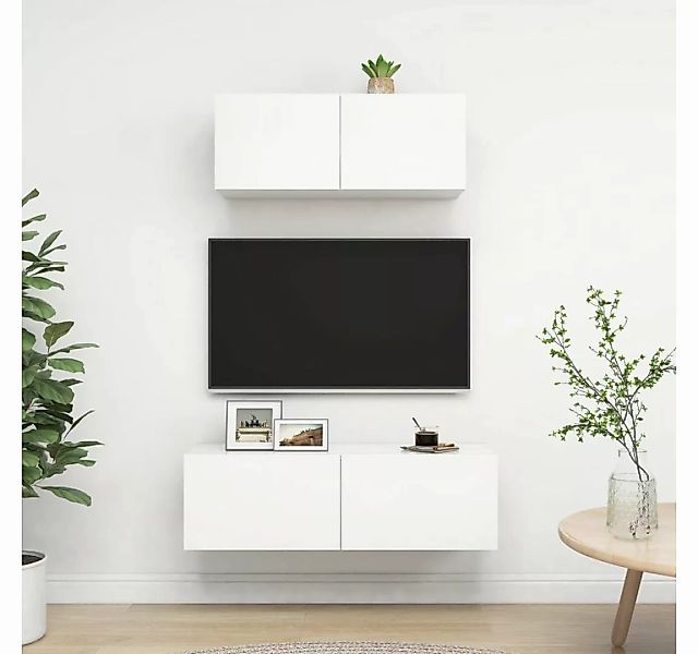 furnicato TV-Schrank 2-tlg. TV-Schrank-Set Weiß Holzwerkstoff günstig online kaufen