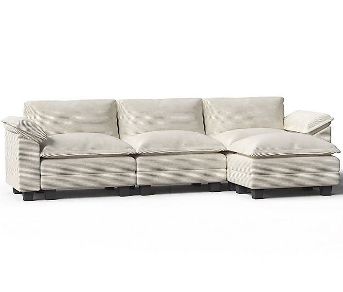 GUNJI Sofa L-förmiges Ecksofas im Wohnzimmer mit 3 Rückenlehnen und 4 Kisse günstig online kaufen