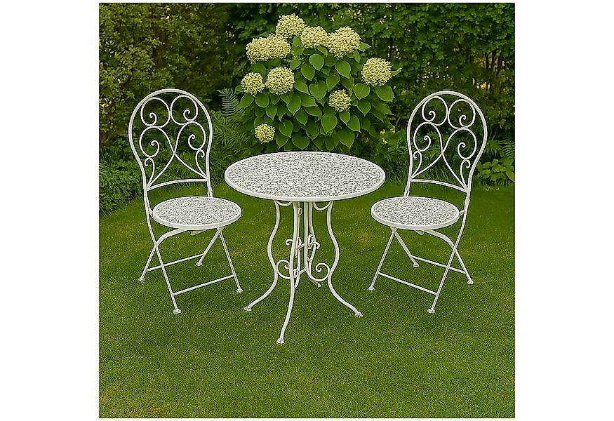 HTI-Living Garten-Essgruppe Bistroset aus Metall 3-teilig Weiß, (Set, 3-tlg günstig online kaufen