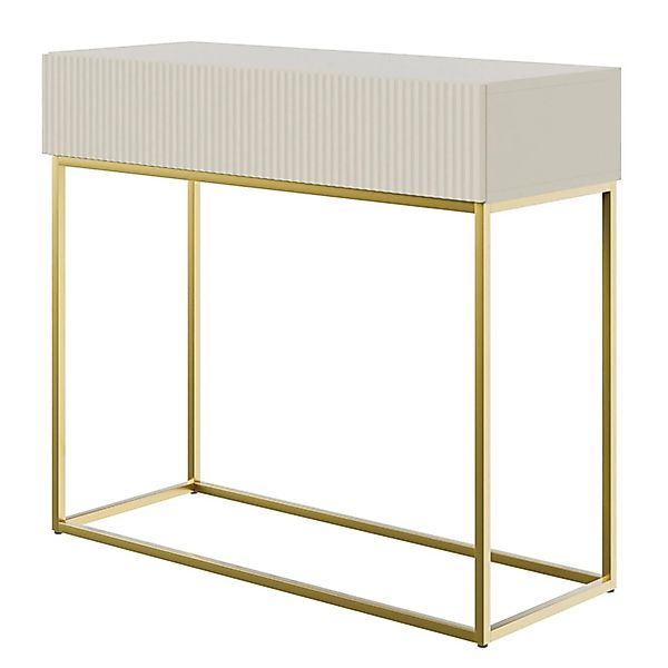 Selsey Veldio Konsolentisch 90 cm mit Lamellenfront und Schublade Greige mi günstig online kaufen