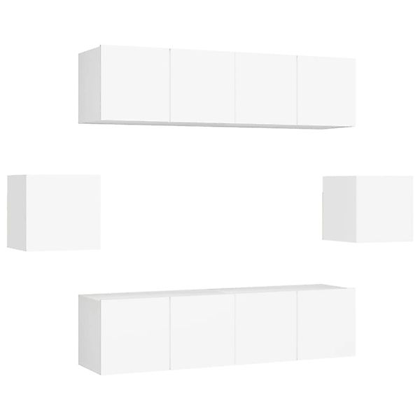 vidaXL 6-Tlg TV-Schrank-Set Weiß Holzwerkstoff 3078682 günstig online kaufen