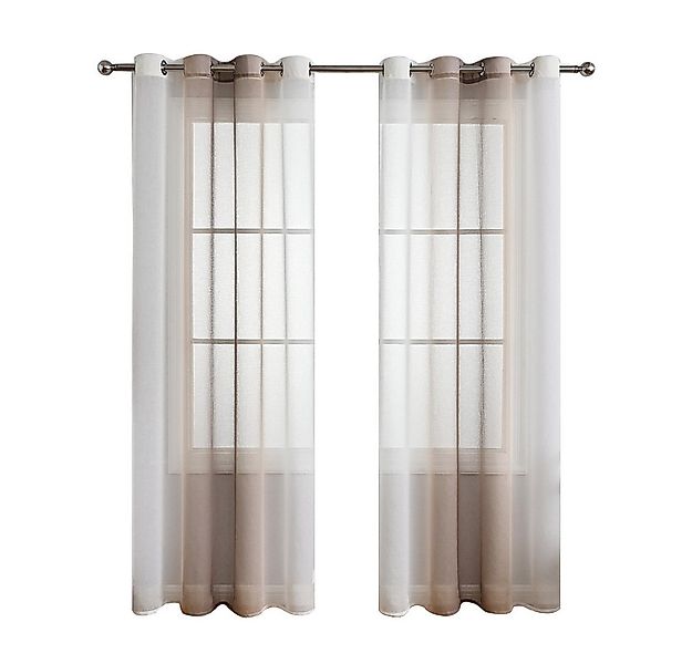 NUODWELL Gardine 2er Set Voile Vorhänge, Gardinen Gestreift Lichtdurchlässi günstig online kaufen