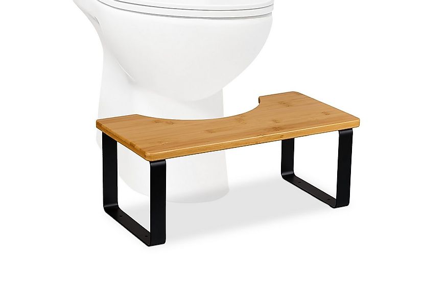 relaxdays Badhocker Toilettenhocker Bambus & Metall günstig online kaufen