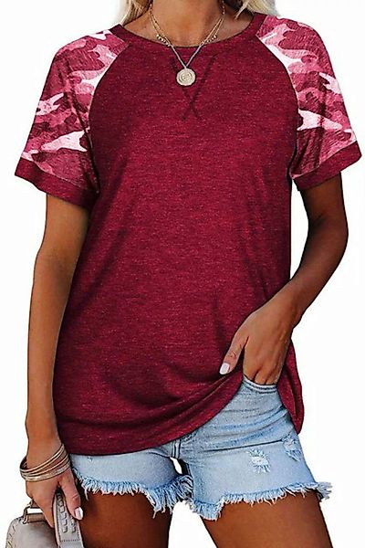 JDMGZSR Blusentop Damen-T-Shirt-Oberteile mit Rundhalsausschnitt und kurzen günstig online kaufen