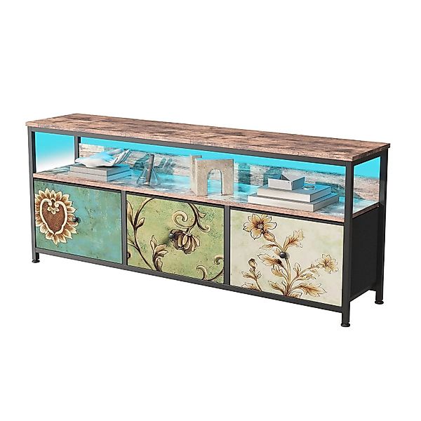 PXloue TV-Schrank mit  Verstellbaren LED und 3 Schubladen für Wohnzimmer 10 günstig online kaufen